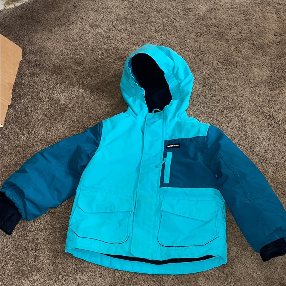 Lands' End Teal and Navy Hooded Jacket